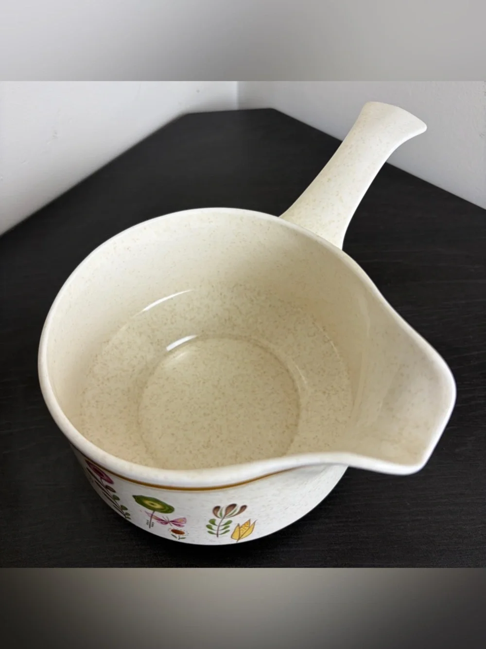 Vintage Temper-Ware Lenox Sprite Floral Gravy Boat Stoneware Warmer 70s Kitchen